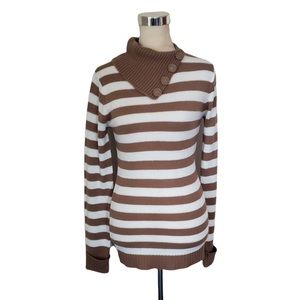 Dereck Heart Cowl Neck Striped Sweater with buttons Size M